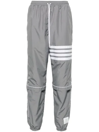 THOM BROWNE GREY MID-RISE TRACK TROUSERS