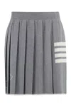 THOM BROWNE GRAY TRI-COLOR DETAIL PLEATED MINI SKIRT FOR WOMEN