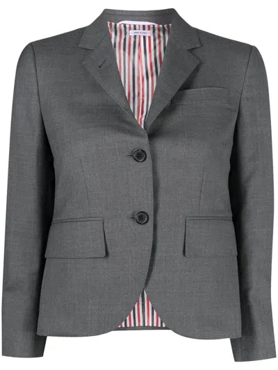 THOM BROWNE GREY NOTCHED LAPEL SINGLE BREASTED BLAZER