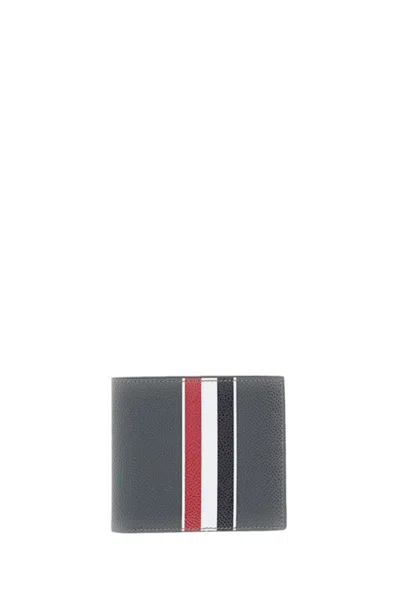 Thom Browne Grey Pebble Grain Leather Billfold Wallet In Gray