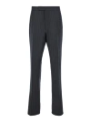Thom Browne Grey Pinstripe Pants With Concealed Closure In Wool Man In Grey