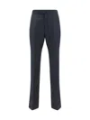 Thom Browne Grey Pinstripe Pants With Concealed Closure In Wool Man In Grey