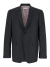 Thom Browne Grey Pinstripe Single-breasted Jacket In Wool Man In Blue