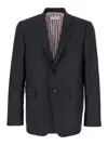 THOM BROWNE GREY PINSTRIPE SINGLE-BREASTED JACKET IN WOOL MAN