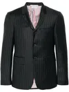 Thom Browne Grey Pinstriped Wool Blazer In Grey