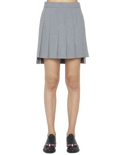 Thom Browne Grey Pleated Mini Skirt