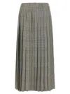 Thom Browne Houndstooth-pattern Pleated Midi Skirt In Gray