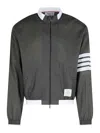 Thom Browne 4 Bar Grey Polyester Jacket In Gray