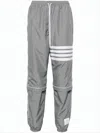 Thom Browne Grey Polyester Jogger Pants With Signature Stripes In Gray
