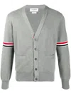 Thom Browne 4-bar Stripe V-neck Cardigan In Gray