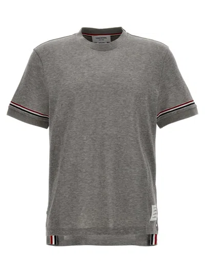 THOM BROWNE MEN GREY RWB DETAIL T-SHIRT, L LUXURY T-SHIRTS FOR MEN DARVEYS