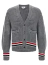 Thom Browne Grey Rwb Tape Cardigan In Gray
