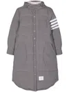 Thom Browne Grey Side-stripe-detail Padded Coat In Gray
