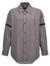 Thom Browne 'contrast Stripe Detail Snap Front Overshirt' In Grey