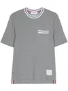 Thom Browne Slim-fit Grosgrain-trimmed Cotton-jersey T-shirt In Grey