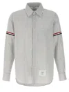 Thom Browne Grey Vertical-stripe Long-sleeve Shirt In Grey