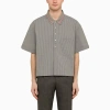 THOM BROWNE GREY STRIPED SHORT-SLEEVED SHIRT