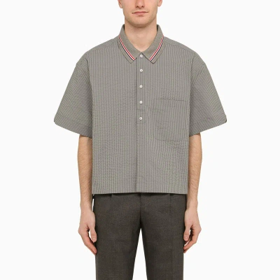 Thom Browne Grey Striped Short-sleeved Shirt
