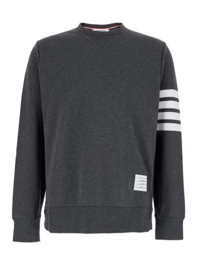 THOM BROWNE GREY STRIPED SLEEVE SWEATSHIRT