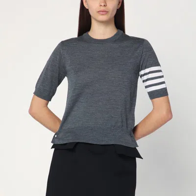 THOM BROWNE GREY SWEATER IN VIRGIN WOOL