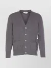 Thom Browne Grey V-neck Cardigan Front Pockets