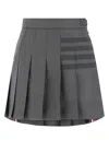 THOM BROWNE GREY WOOL AND POLYESTER MINI SKIRT