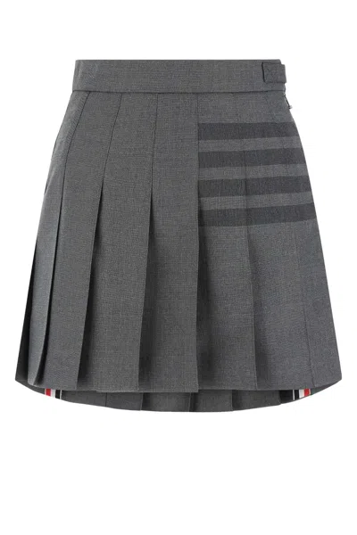Thom Browne Grey Wool And Polyester Mini Skirt In Gray
