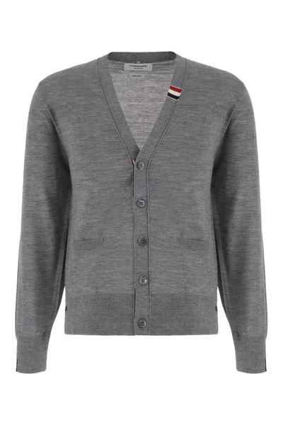 Thom Browne Grey Wool Blend Cardigan In 055