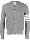 Thom Browne Man Cardigan Grey Size 4 Virgin Wool In Grey