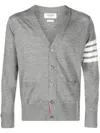 Thom Browne 4-bar Wool Fine Knit Cardigan In Grey
