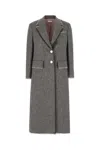 Thom Browne Wool Coat With Frayed Edges And Button Detailing
