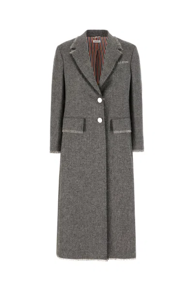 THOM BROWNE GREY WOOL COAT