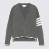 Thom Browne Intarsia Geese 4-bar Wool Cardigan In Gray