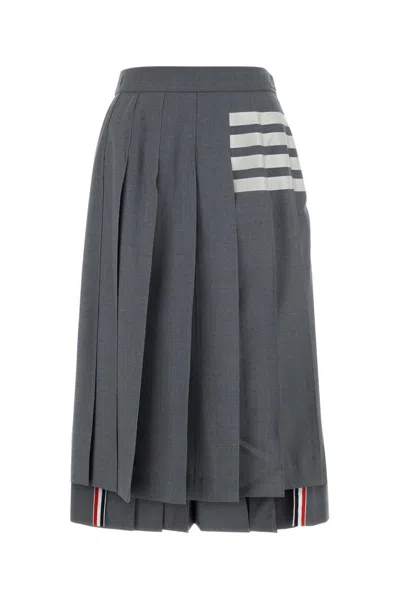 Thom Browne Pleated Skirt In Grey