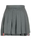 Thom Browne Pleated Tailored Skirt With Structured Waistband In Grey
