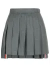 Thom Browne Pleated Tailored Skirt With Structured Waistband In Gray