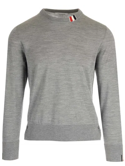 Thom Browne Grey Wool Sweater In Light Grey