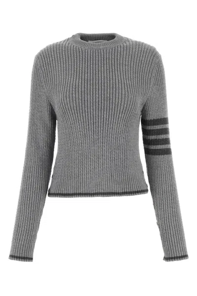 Thom Browne Grey Wool Sweater In Ltgrey