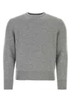 Thom Browne Crewneck Sweater With Tricolor Band In Ltgrey