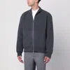 Thom Browne Ribbed High Collar Jacket With Side Pockets In Gray