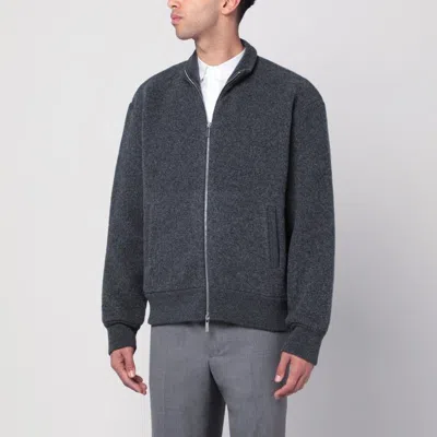 THOM BROWNE THOM BROWNE  GREY WOOL ZIP-UP CARDIGAN