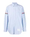 Thom Browne Striped Buttoned Shirt In Blue