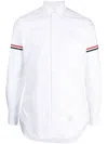 Thom Browne Long-sleeve Cotton Shirt With Striped Accents In White