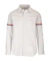 Thom Browne Vertical Stripe Long-sleeve Shirt With Tricolor Detail In White