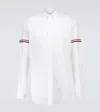 Thom Browne Long-sleeve Cotton Shirt With Striped Accents In White