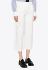 Thom Browne Grosgrain Loop Cropped Pants In White