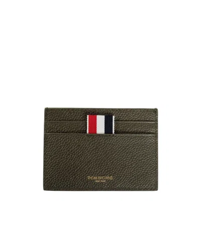Thom Browne Logo Printed Credit Card Holder In Green