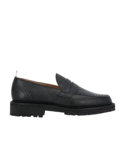 Thom Browne Grosgrain-loop Round-toe Loafers In Black