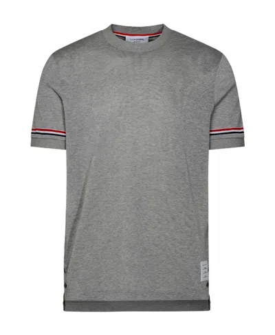THOM BROWNE THOM BROWNE STRIPE DETAILED CREWNECK T-SHIRT