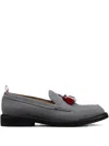 Thom Browne Grosgrain Loop Tab Loafers In Gray
